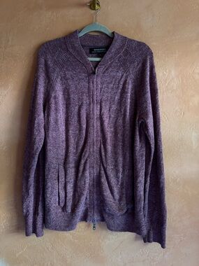 Banana Republic Linen Zip Sweater Jacket Men’s Large Burgundy Full Zip